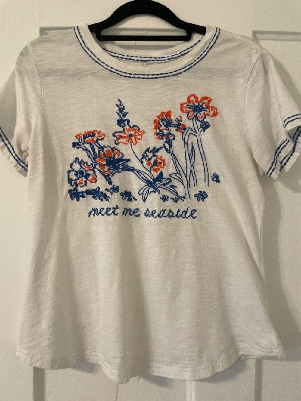 Anthropologie Pilcro Meet Me Seaside Embroidered T Shirt XS